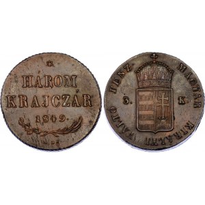 Hungary 3 Krajczar 1849 NB