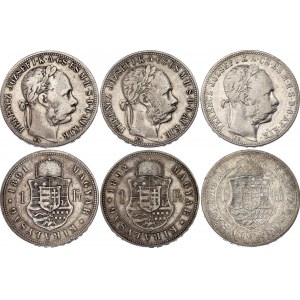Hungary 3 x 1 Forint 1890 - 1892 KB