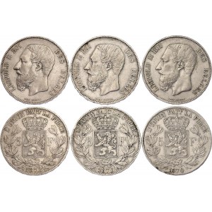 Belgium 3 x 5 Francs 1870 - 1876