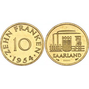 Saarland Saarland 10 Franken 1954 ESSAI