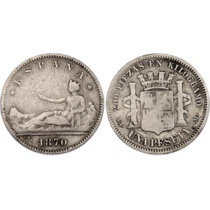 Spain 1 Peseta 1870 (70) SNM