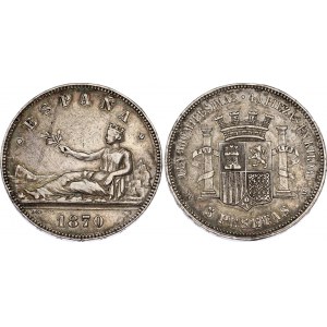 Spain 5 Pesetas 1870 (70) SNM