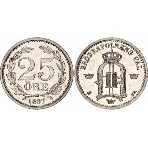 Sweden 25 Ore 1897 EB Double Strike