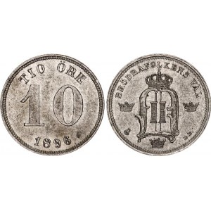 Sweden 10 Ore 1896 EB Overdate
