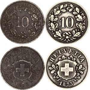 Switzerland 2 x 10 Rappen 1873 - 1876 B