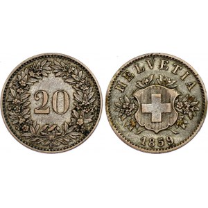 Switzerland 20 Rappen 1859 B