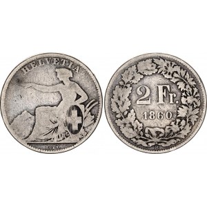 Switzerland 2 Francs 1860 B