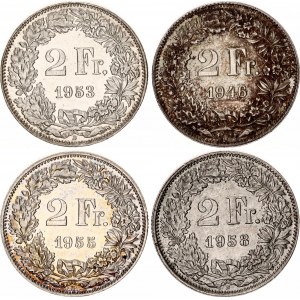 Switzerland 4 x 2 Francs 1946 - 1958