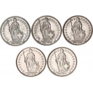Switzerland 5 x 1 Franc 1945 - 1967