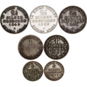 German States Prussia Lot of 7 Coins 1842 -1868