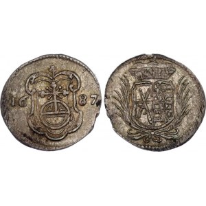 German States Saxony-Albertine 1 Pfennig 1687 CF