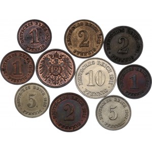 Germany - Empire Lot of 10 Coins 1874 - 1916