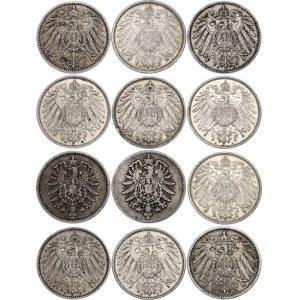 Germany - Empire 12 x 1 Mark 1873 - 1915