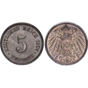 Germany - Empire 5 Pfennig 1907 J Hamburg PCGS MS 66