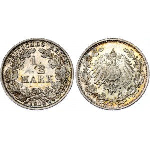 Germany - Empire 1/2 Mark 1905 F Stuttgart
