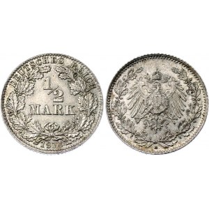 Germany - Empire 1/2 Mark 1913 D Munich