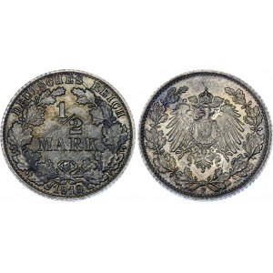 Germany - Empire 1/2 Mark 1919 F Stuttgart Key Date
