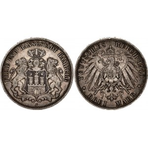 Germany - Empire Hamburg 3 Mark 1910 J Hamburg