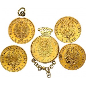Germany - Empire Lot of 5 Mark 1877
