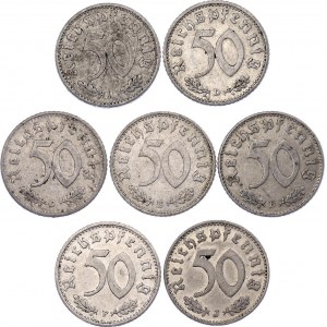 Germany - Third Reich Lot of 50 Reichspfennig 1940 A-B-D-E-F-G-J