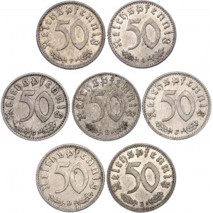 Germany - Third Reich Lot of 50 Reichspfennig 1941 A-B-D-E-F-G-J