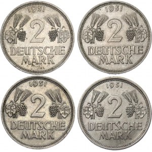 Germany - FRG Lot of 2 Deutsche Mark 1951 D-F-G-J