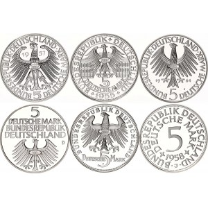 Germany - FRG Lot of 5 Mark 1952 - 1964 (2002) Restrikes