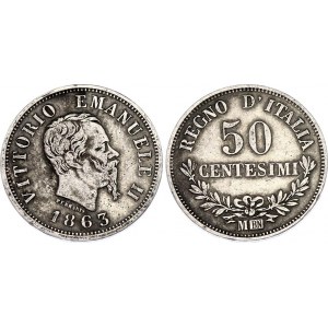 Italy 50 Centesimi 1863 M BN