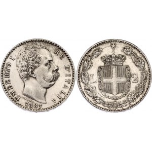 Italy 2 Lire 1887 R