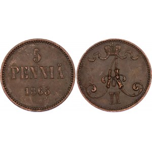 Russia - Finland 5 Pennia 1865