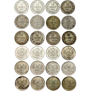 Russia - Finland 12 x 25 Pennia 1875 S