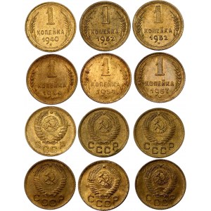 Russia - USSR Lot of 8 Coins 1940 - 1955