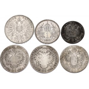 Austria Lot of 6 Silver Coins 1832 - 1912