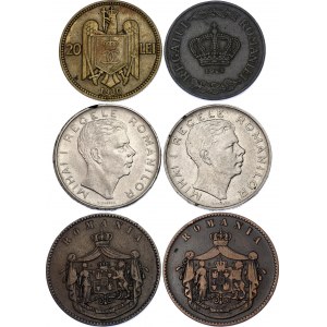 Romania Lot of 6 Coins 1867 -1944