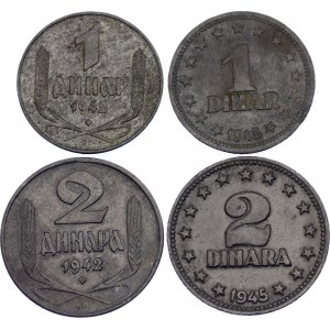 Yugoslavia Lot of 4 Coins 1945 - 1949