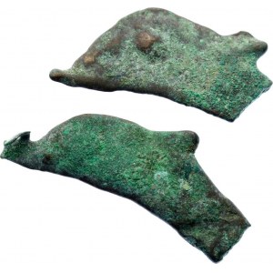 Ancient Greece 2 x Olbia Dolphin Shaped Primitive Money 525 - 410 BC