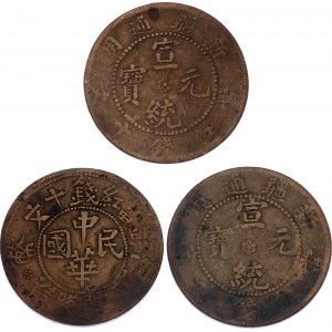 China Sinkiang 3 x 10 Cash 1909 - 1916 (ND)