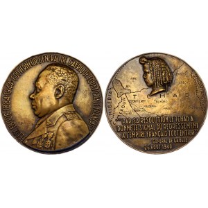 French Equatorial Africa Chad Bronze Medal Félix Eboué 1884-1944 1944