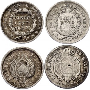 Bolivia 2 x 5 Centavos 1872 - 1875