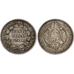 Bolivia 20 Centavos 1881 PTS FE