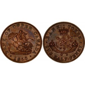 Canada Bank of Upper Canada 1/2 Penny 1850 Double Strike