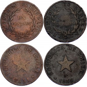 Chile 2 x 1 Centavo 1835 - 1851