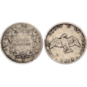 Chile 1/2 Decimo 1857 So Overdate