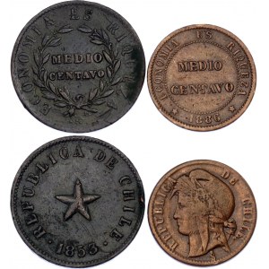 Chile 2 x 1/2 Centavo 1853 -1886