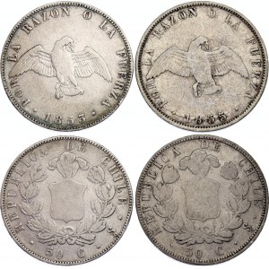 Chile 2 x 50 Centavos 1853 - 1855 So