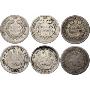 Chile 3 x 1/2 Decimo 1871 - 1880 So