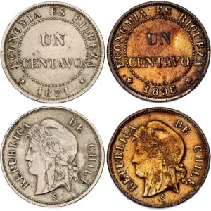 Chile 2 x 1 Centavo 1871 - 1898 So