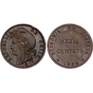Chile 1/2 Centavo 1888 So Overdate