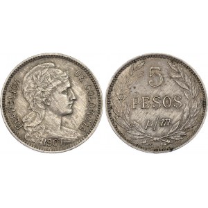 Colombia 5 Pesos 1907 AM