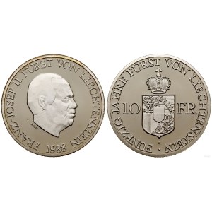 Liechtenstein, set of 50 and 10 francs, 1988